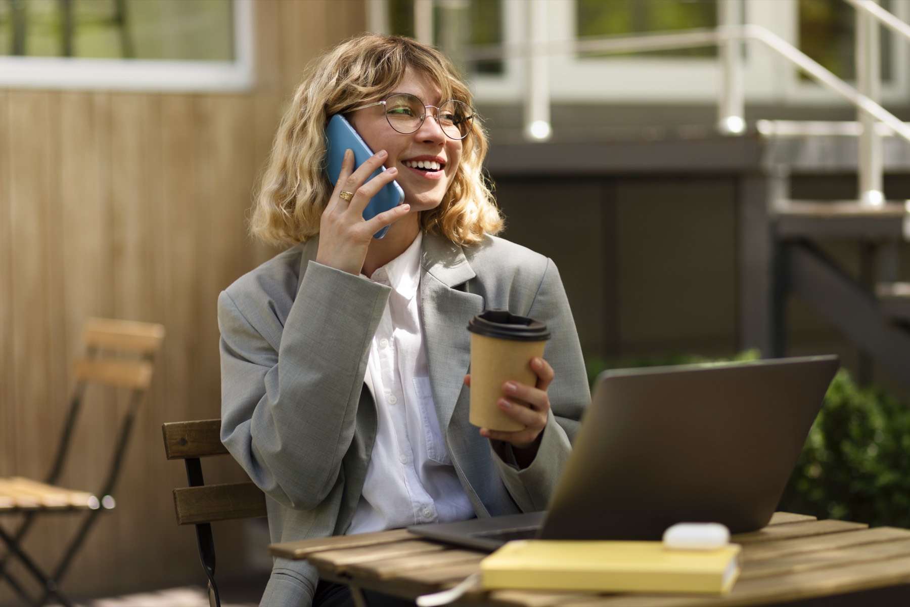 Woman smiling while on a phone call