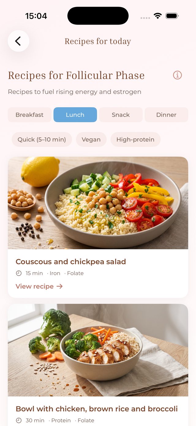 Anima Cycle recipes for the follicular phase, filtered by lunch